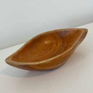 Vintage Monkey Pod small bowl trinket dish tiki bar decor brown